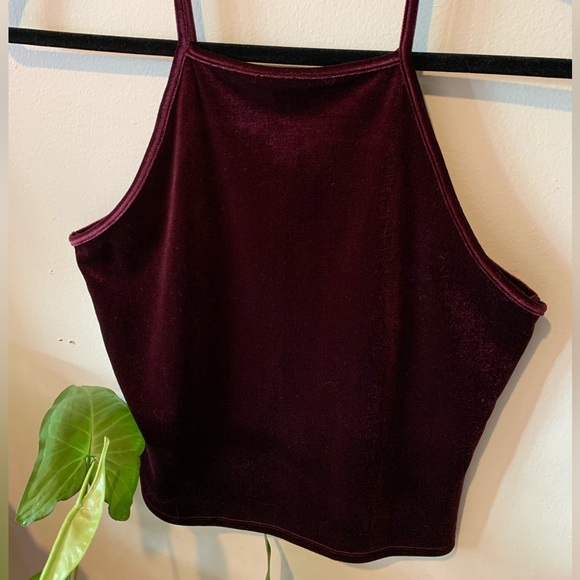 Burgundy red velour crop top - Garage - Picture 2 of 4